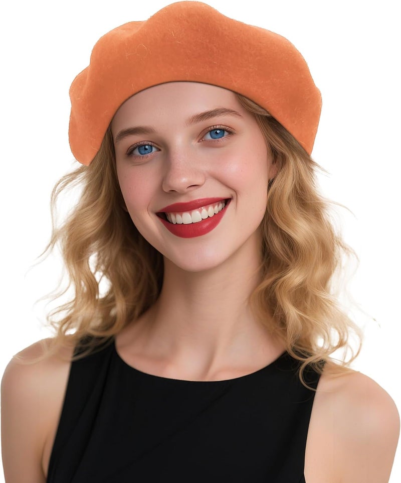 CKYPTFK Beret Hats for Women Holiday Wool French Style-Black/Red Church Hat-Clueless Outfit & Men's Beret - Image 1